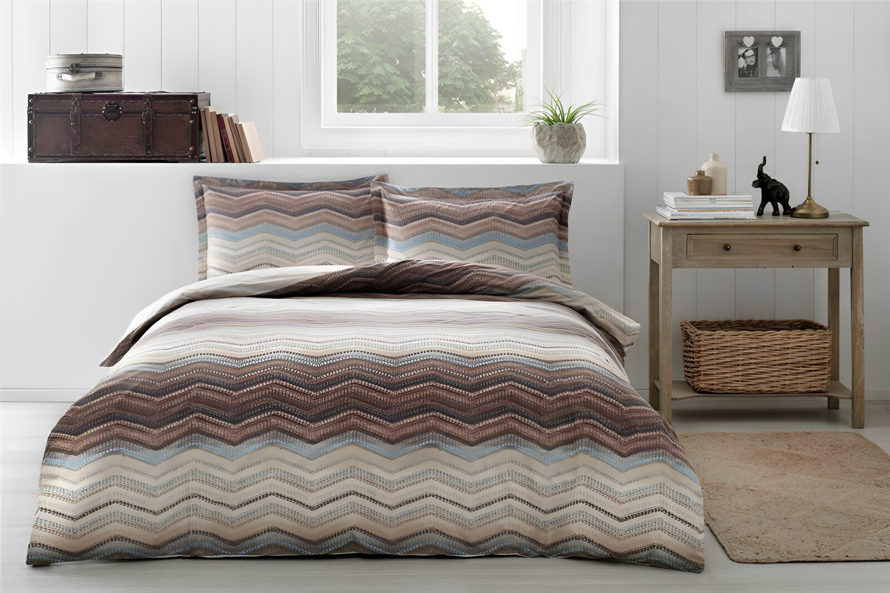 Bettwäsche, 4tlg, 200x220cm, Baumwolle #CURVE BRAUN