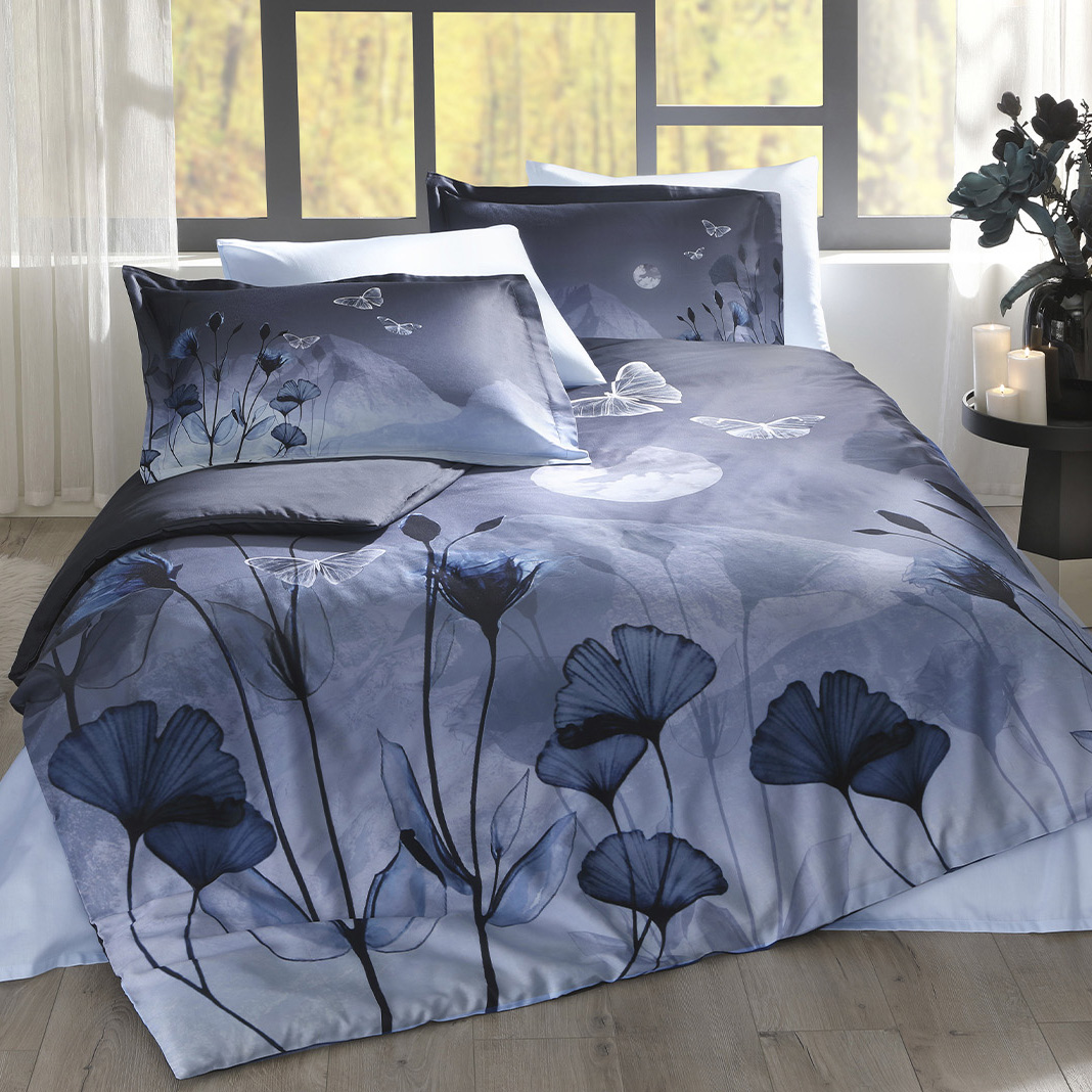 Bettwäsche, 4tlg, 200x220cm, Mako-Satin, Baumwollsatin #MOONLIGHT